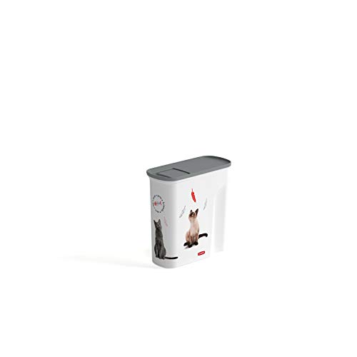 Curver Futter-Container 2,5kg I Verseuse 6L Chat, weiß/grau/Love Pets Katzen von Curver