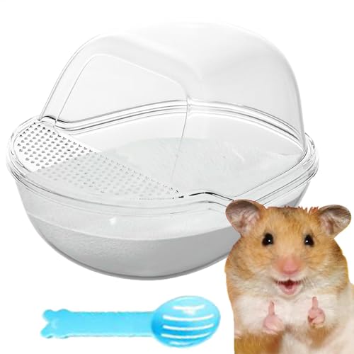 Cushangty Hamster Sandbadbox, Hamster Sandbad Wanne - Haustier Duschbad - Große transparente Hamster -Toilette mit Schaufel -Set, kleine Tiere Käfigzubehör von Cushangty