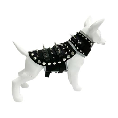 Cushangty Hundeweste mit Spikes, Hundeweste mit Spikes,Wasserdichtes Haustiergeschirr mit Spikes | Verstellbarer, reflektierender Anti-Coyote-Hundemantel, Hundeschutzweste für Outdoor-Walking-Camping von Cushangty