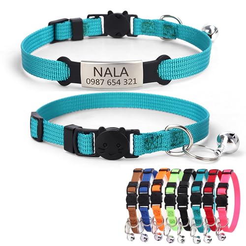 Benutzerdefinierte Katze Halsband mit Glocke Lasergravur Nacht Reflektierende Nylon Katze Seil Nette Katze Kleine Fragmentierte Blume Kragen Anti Verlust Haustier Katze Halsband (Nylon) von CustomizeFactory