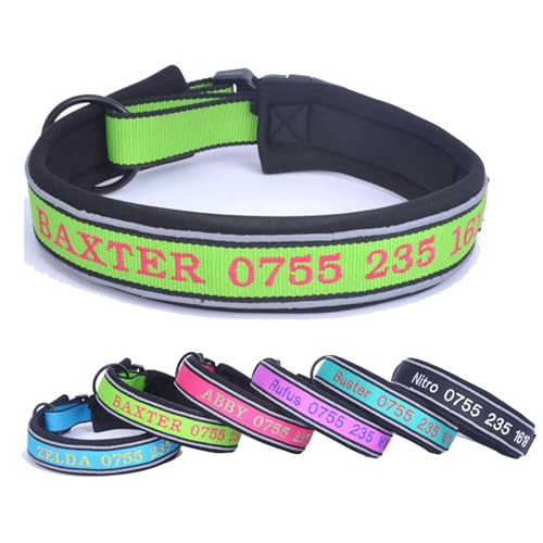 Personalisiertes reflektierendes Hundehalsband mit Haustiernamen und Telefonnummer, besticktes Nylon, maßgeschneidertes Halsband für Welpen, kleine, mittelgroße und große Jungen, Mädchen, Hunde von CustomizeFactory