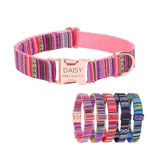 Personalisiertes reflektierendes Hundehalsband mit Haustiernamen und Telefonnummer, besticktes Nylon, maßgeschneidertes Halsband für Welpen, kleine, mittelgroße und große Jungen, Mädchen, Hunde von CustomizeFactory