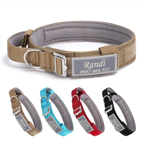 Reflektierendes taktisches Hundehalsband mit Griff und individuellem Aufnäher, verstellbar, leicht, Nylon, strapazierfähig, für kleine, mittelgroße und große Hunde (Style01) von CustomizeFactory