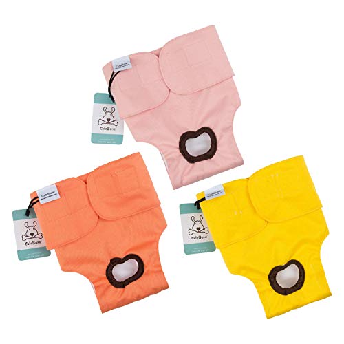 CuteBone 3er-Pack Waschbare Hundewindeln für Damen, wasserdichte Welpenhosen, Valentinstag, Rosenkollektion für Hündchen in der Hitzeperiode D25M-DE von CuteBone