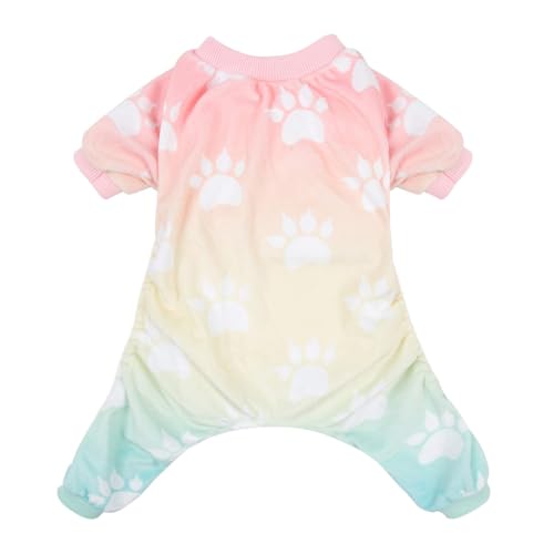 CuteBone Gradient Fußabdruck Hundepyjama für kleine, Mittelgroße Hunde, Weiches Material, Dehnbar Hunde-Strampler, Hunde Winterjacken und mäntel P09M-DE von CuteBone