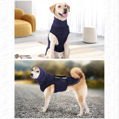 CuteHairy Anti-Angst-Hundejacke, Weste zur Linderung von Angstzuständen bei Hunden, Hunde Beruhigungsweste, Atmungsaktive Komfort-Angst-Shirts für Hunde, Hund Dog Anxiety Shirt Navy blau L von CuteHairy