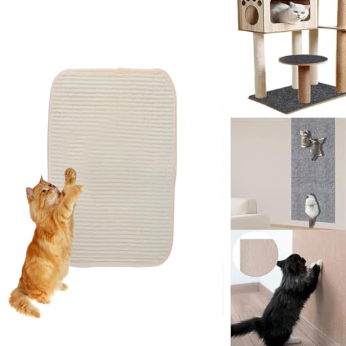 CuteHairy Selbstklebend Kratzteppich Katze Wand, Katzenkratzmatte Selbstklebend, Raue Strukturierte Oberfläche, Kratzschutz Sofa Katze, Zuschneidbarer Kletter-Katzenkratzbaum Weiß Matt L 50x80cm von CuteHairy