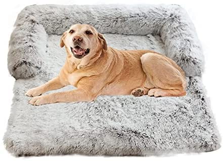 Hundebett Katzenbett Flauschiges rechtwinkliges Haustierbett Flauschiges Haustiersofa warmes Haustierkissen abnehmbar und waschbar kältefest rutschfest (L) von Cuteboom