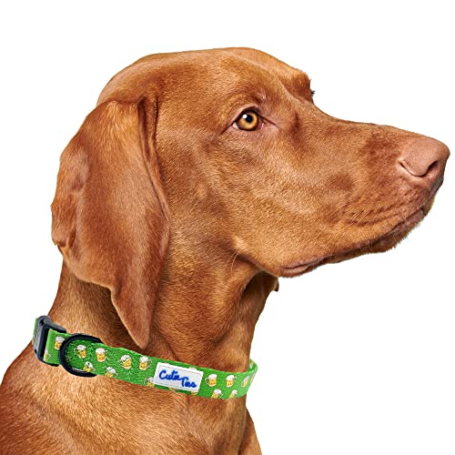 Cutie Ties St. Patty's Day Green Beer Hundehalsband mit robustem Verschluss und Schnalle, aus robustem und langlebigem Nylon, Größe M (33 x 50,8 cm) von Cutie Ties