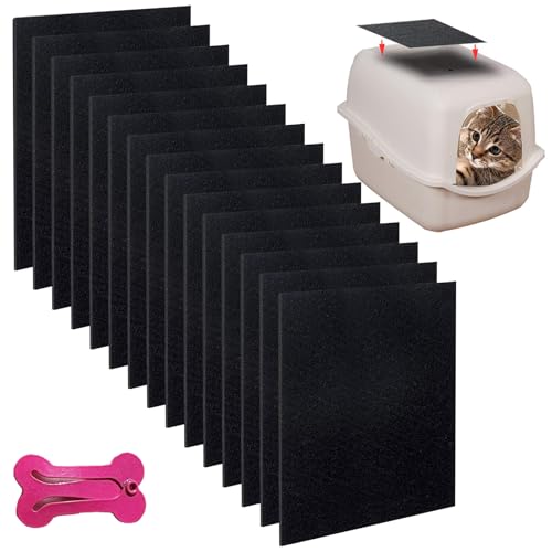 Cutiolly Aktivkohlefilter Katzenklo,15pcs Aktivkohlefilter Katzenstreukästen,Ersatz Filter Katzenklo,Katzenklo Filter für Deckel,Geruchsneutralisierer Katzenklo Filter,Filter für Katzentoilette von Cutiolly