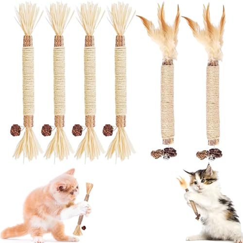 Cutiolly Katzenminze Sticks,6pcs Katzenminze Spielzeug,Katzen Kauhölzer Sticks,Kausticks für Katzen,Katzen Zahnpflege Spielzeug,Dental Kau-Sticks Katzen Kaustangen Sticks für Katzen Zahnpflege von Cutiolly