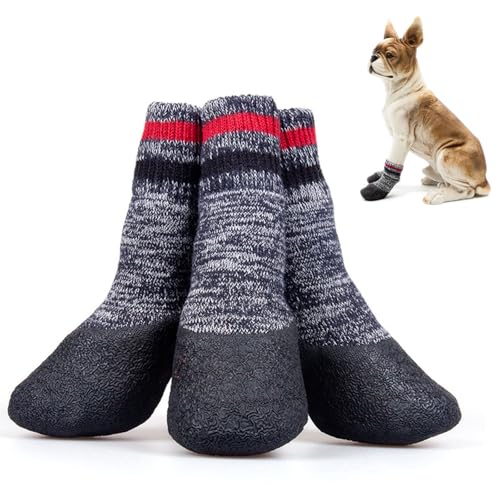 2 Paar Anti-Rutsch Hundesocken, Hundesocken Gegen Lecken von Pfoten Hundeschuhe Pfotenschutz Wasserdicht Hunde Schuhe Verschleißfeste Leder Gummisohle für Kleine, Mittlere und Große Hunde (L) von CutitiUU