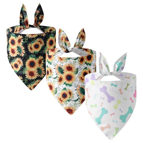 3pcs Hund Geburtstag Bandana Hund Geburtstag Party Zubehör Hund Geburtstag Party Zubehör Dekorationen Knochen Blume Hund Speichel Taschentuch (A) von CutitiUU