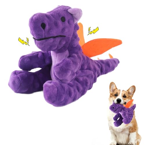 CutitiUU 30 x 15 cm Lila Dinosaurier Haustier Sound Spielzeug,Quietschendes Hundespielzeug,Hundespielzeug aus Plüsch,niedliches und langlebiges Quietschspielzeug,interaktiv,Tauziehen,Violett von CutitiUU