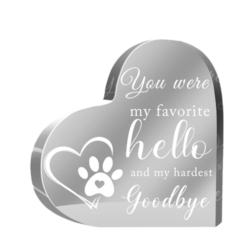 CutitiUU Gedenktafeln für Haustiere Trauergeschenke für Haustiere Gedenkgeschenke für Hunde Haustier-Verlust-Geschenke Gedenktafel für Haustiere Acryl-Kristall, Herz, Personalisierbar (A) von CutitiUU