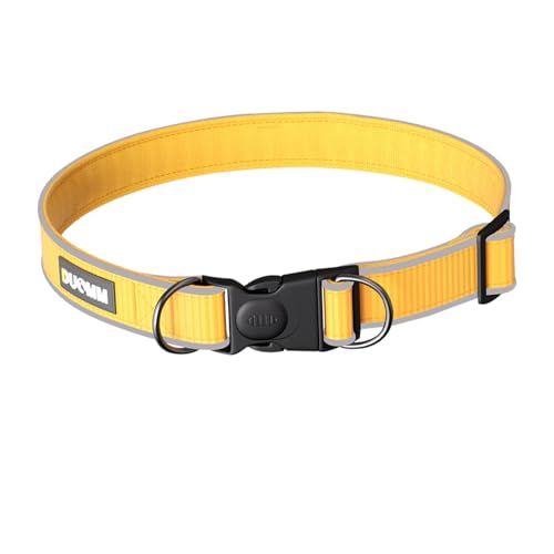 CutitiUU Halsband Hund Verstellbares Hundehalsband Starkes Hundehalsband Reflektierendes Hundehalsband Nylon Hunde Halsband mit Sicherheitsschnalle für Mittlere Bis Große Hunde, Gelb (L) von CutitiUU