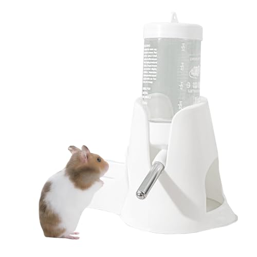 CutitiUU Hamster Trinkflasche mit Ständer,Hamster-Trinknapf,Trinkflasche Kaninchen,80ml Trinkflasche Meerschweinchen,Automatischer Hamster-Trinkbrunnen,Weiß Wasserspender für Rennmäuse von CutitiUU