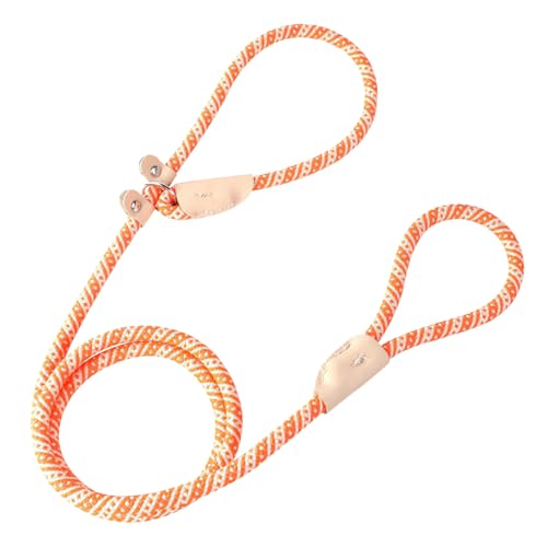 CutitiUU Hundeleine Robuste Nylon-Hundeleine StrapazierfäHige Hundeleine 1,8 M Hundeleine Aus Seil Hunde Leine mit Seil für Mittlere und Kleine Hunde zum Trainieren und Gassi Gehen (Orange Weiß) von CutitiUU