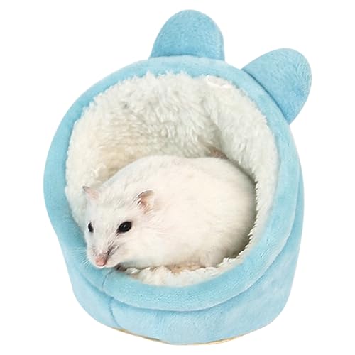 CutitiUU Meerschweinchen Bett, Hamsterbett Für Den Winter, Hamster-Mini-Bett, Warm, Gemütliches Nestkäfig-Zubehör, Niedlich Meerschweinchen Zubehoer Mit Abnehmbarer Matte (Blau) von CutitiUU