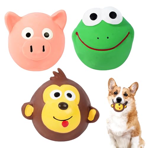 CutitiUU Squeaky Hundespielzeug 3 STK Interaktive Latex Quietschbälle Spielzeug Gummibälle Weiche Stachelige Bälle für Kleine Mittlere Hunde Welpen Zahnreinigung Kauspielzeug von CutitiUU