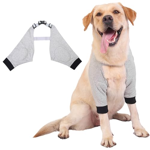 CutitiUU Vorderbein äRmel Für Hunde Ellenbogenbandage Hund Medical Pet Shirt Hund Atmungsaktiv Haustier-Schutz Für Vorderbeinverletzungen und Verstauchungen Vorderbein-Gelenk-Schutz (Grau, L) von CutitiUU