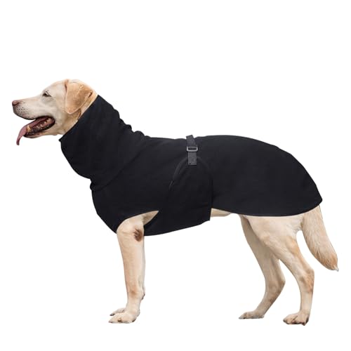 CutitiUU Warmer Hundemantel,Rocker Fleece Pet Warm Coat Schwarz,Hundemantel Winter Warm,Hund Kaltwettermantel mit Verstellbarer Schnalle Fleecefutte,Hundemantel,winddichter Mantel (L) von CutitiUU