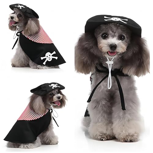 Halloween Haustier Kostüm Set Vampir Pirate Haustier Kostüm Halloween Haustiere Dekoration Für Hunde Welpen Katzen Katze Kragen Und Hut Kitty Welpen Outfits Für Halloween Party Haustier Cosplay (B) von CutitiUU