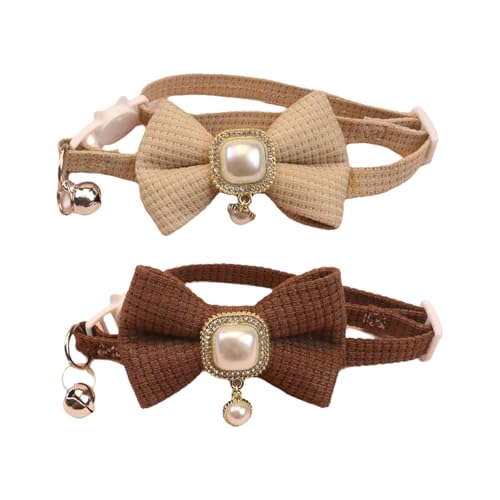 Katzenhalsband mit Glöckchen und Fliege, verstellbare Hundehalsbänder, weiche Sicherheitsschnalle, niedliches Katzenhalsband, Schnellverschluss, Kätzchenhalsband für weibliche und männliche Hunde, von CutitiUU