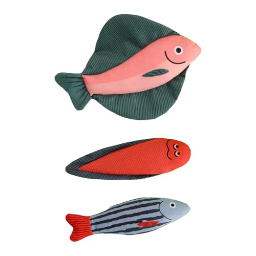 Katzenminze Fisch Spielzeug Für Katzen 3-Pack Katzenminze Spielzeug 3pcs Biss Resistent Kätzchen Zähne Fisch Katzen Kralle Kauen Zähne Reinigen Haustier Kauen Interaktives Spielzeug Cartoon Plüsch Kat von CutitiUU