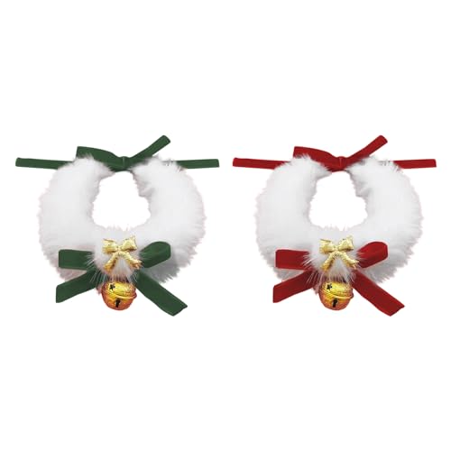 Weihnachts-Hundehalsband 2-Pack-Halsband für mittlere 23*12*5cm Rot-grüner Hund Weihnachten Plüsch-Hundehalsband Weihnachten mit Glocken Einstellbares Hundehalsband für kleine Hunde Haustier Geschenk von CutitiUU