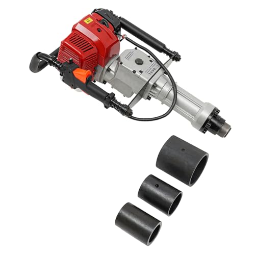 Pfahlramme 2 Takt Benzin Motor Pfostentreiber 52cc 1900W Benzin Pfahlramme, 3x Rammloch Adapter 55/70/100 mm, Rotationsgeschwindigkeit 8500rpm,für Pfähle aus Holz, Metall und recyceltem Material von Cutycaty