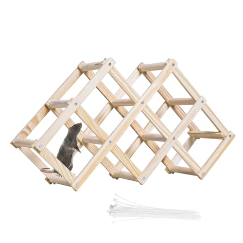 Hamster Kletterleiter aus Holz Hamster Leiter Spielzeug Hamsterkäfig Zubehör Hängebrücke Kauspielzeug für Hamster Meerschweinchen Ratten 45x23,5 cm von Cuyacili