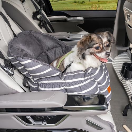 Cvortll Autositz für kleine Hunde, waschbar, mit Leine und Kissen zum Anklippen, mit Aufbewahrungstaschen, Haustier-Reisetasche, Bett unter 11,3 kg, tragbarer Haustier-Autositz, Reisebett, Hund, von Cvortll