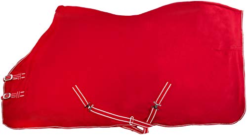 Cwell Equine Pferdedecke aus Fleece, Motiv: Pony, Sheland, Größe wählbar, 1,8 m - 1,8 m, Rot von Cwell Equine