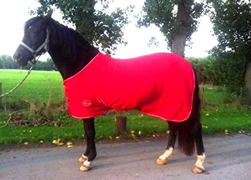 Pferdedecke aus Fleece, Motiv: Pony, Sheland, Größe wählbar, 1,8 m - 1,8 m, Rot von Cwell Equine