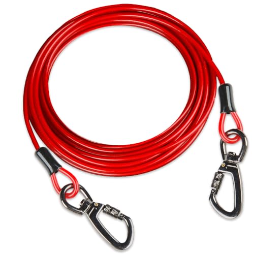 Cwlovys Hunde-Auslesekabel, 3,4 m, 76,2 cm, 15,2 m, für Hunde bis zu 113 kg, Rot, 15,2 m von Cwlovys