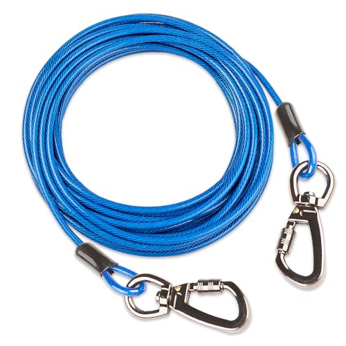 Cwlovys Hundeauslegekabel, 3,4 m, 5,4 m, 76,2 m, 15,2 m, für Hunde bis zu 113 kg, Blau von Cwlovys