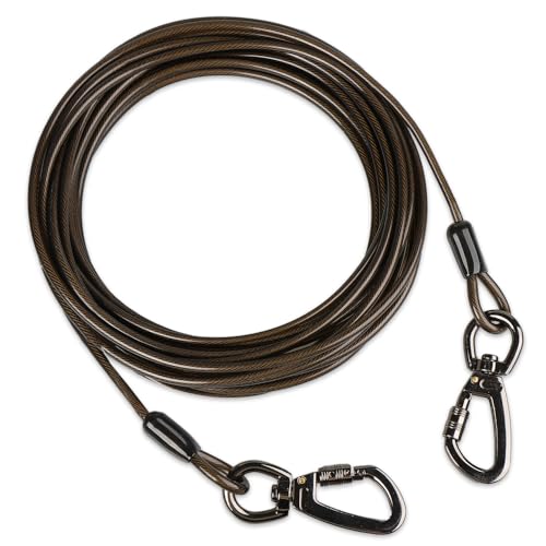 Cwlovys Hundeauslegekabel, Hunde Leinen, Hundelaufleine, 30,5 m, 30,5 m, 76,2 m, 15,2 m, für Hunde bis zu 113 kg, Schwarz von Cwlovys