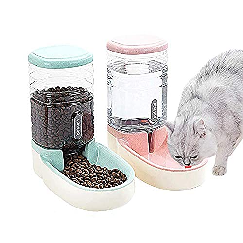 Cxssxling Futterspender Katze, Automatischer Futter und Wasserspender für Katzen und Hunde 3.8 L with 1* Water Dispenser and 1 * Pet Automatic Feeder von Cxssxling