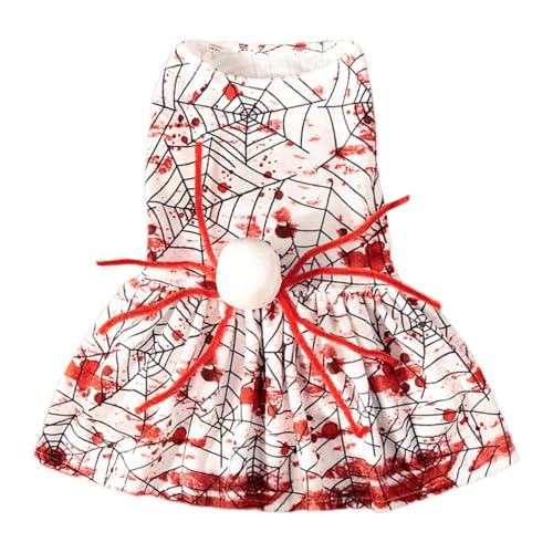 Cyatfcn Halloween-Kleid für Hunde, Halloween-Kleidung für Hunde - Halloween-Spinnen-Hundekleidung | Blutiges Halloween-Welpenkleid, gruselige Hunde-Feiertagsröcke für Halloween-Party-Outfit von Cyatfcn