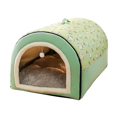 Cyatfcn Katzenbett-Höhle, abnehmbares 2-in-1-Katzenbett mit Ball-Anhänger, verdecktes Katzennest, waschbar und bequem, gemütliches Hundebett mit Bezugshöhle für Haustiere, Indoor-Katzen, große Hunde von Cyatfcn