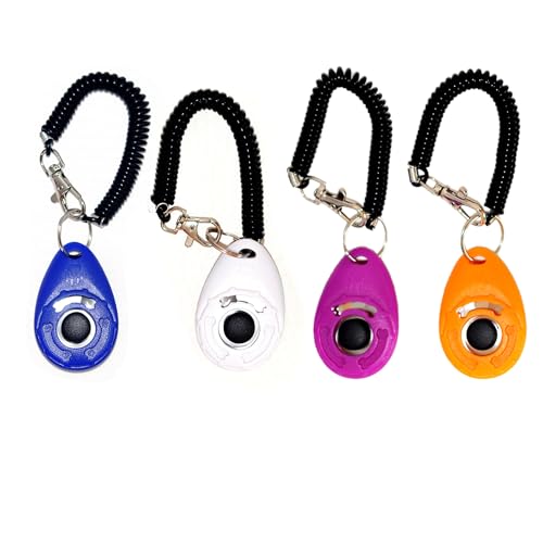 Cyclpet Clicker für Hunde, mit Handgelenkschlaufe, für große und mittelgroße Hunde, 4 Stück (Blau, Weiß, Violett, Dunkelgelb) von Cyclpet