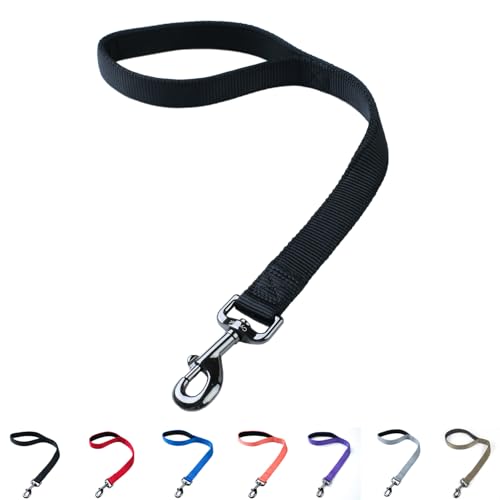 Cyclpet Hochwertige Nylon-Hundeleine mit robustem Clip und bequemem, gepolstertem Griff, für große und mittelgroße Hunde, den täglichen Gebrauch, Joggen, Walken, Training usw., 45,7 cm, Schwarz von Cyclpet