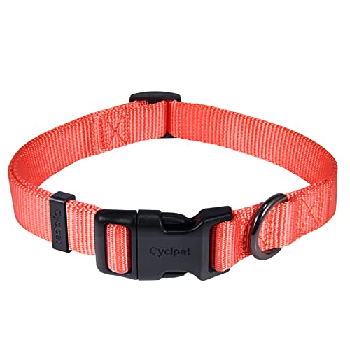 Cyclpet Klassisches Hundehalsband aus Nylon, verstellbar, weich und glatt, regulär, 2,5 cm breit, mit Schnellverschluss-Schnalle für große Hunde (groß, Koralle) von Cyclpet