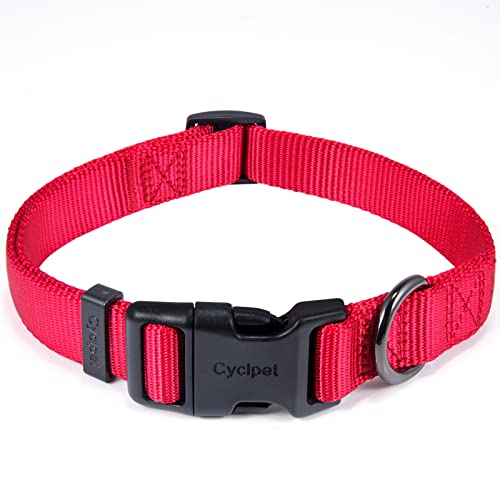 Cyclpet Klassisches Hundehalsband aus Nylongewebe, verstellbar, weich und glatt, normale Hundehalsbänder mit Schnellverschluss für große Hunde (groß, Chili Pepper) von Cyclpet