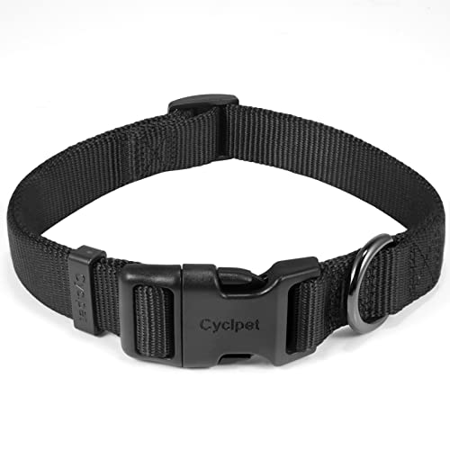 Cyclpet Klassisches Hundehalsband aus Nylongewebe, verstellbar, weich und glatt, regulär, 1,6 cm breit, mit Schnellverschluss für Welpen, Hunde, klein, schwarz von Cyclpet