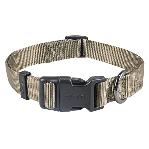 Cyclpet Klassisches Premium-Hundehalsband aus Nylon mit Schnellverschluss-Schnalle, glatt und bequem, traditionelles normales Hundehalsband für mittelgroße Hunde, den täglichen Gebrauch (Militärgrün, von Cyclpet