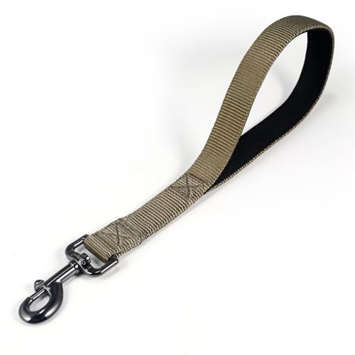 Cyclpet Kurze Hundeleine mit weich gepolstertem Griff und robustem Clip und Nylon-Gurtband, 30,5 cm / 45,7 cm / 61 cm Leine für große und mittelgroße Hunderassen, Militärgrün, 30,5 cm von Cyclpet