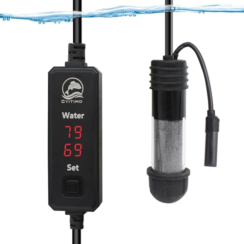 Cyitimo Kleine Aquarium-Heizung, 50 W, tauchfähiger Aquarium-Heizstrahler mit intelligenter Temperatursonde und Dual-LED-Anzeige, Temperaturregler für 1,8 - 4,5 l, geeignet für Salzwasser und von Cyitimo