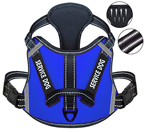 Cymiler Hundegeschirr, kein Ziehen, mit Griff, verstellbarer Komfort-Hundeweste, Hundegeschirr für Outdoor-Spaziergänge, 3M reflektierende Weste, L:Neck 18.1-27.6"|Chest 24-36.6", blau von Cymiler